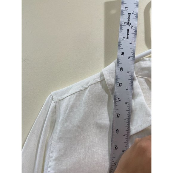 NWT Soft Surroundings White Button Front 100% Linen Shirt Sz Medium - Picture 5 of 8
